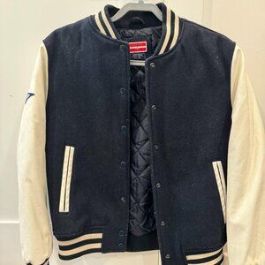 Superdry Varsity Leather Sleeve Bomber Jacket